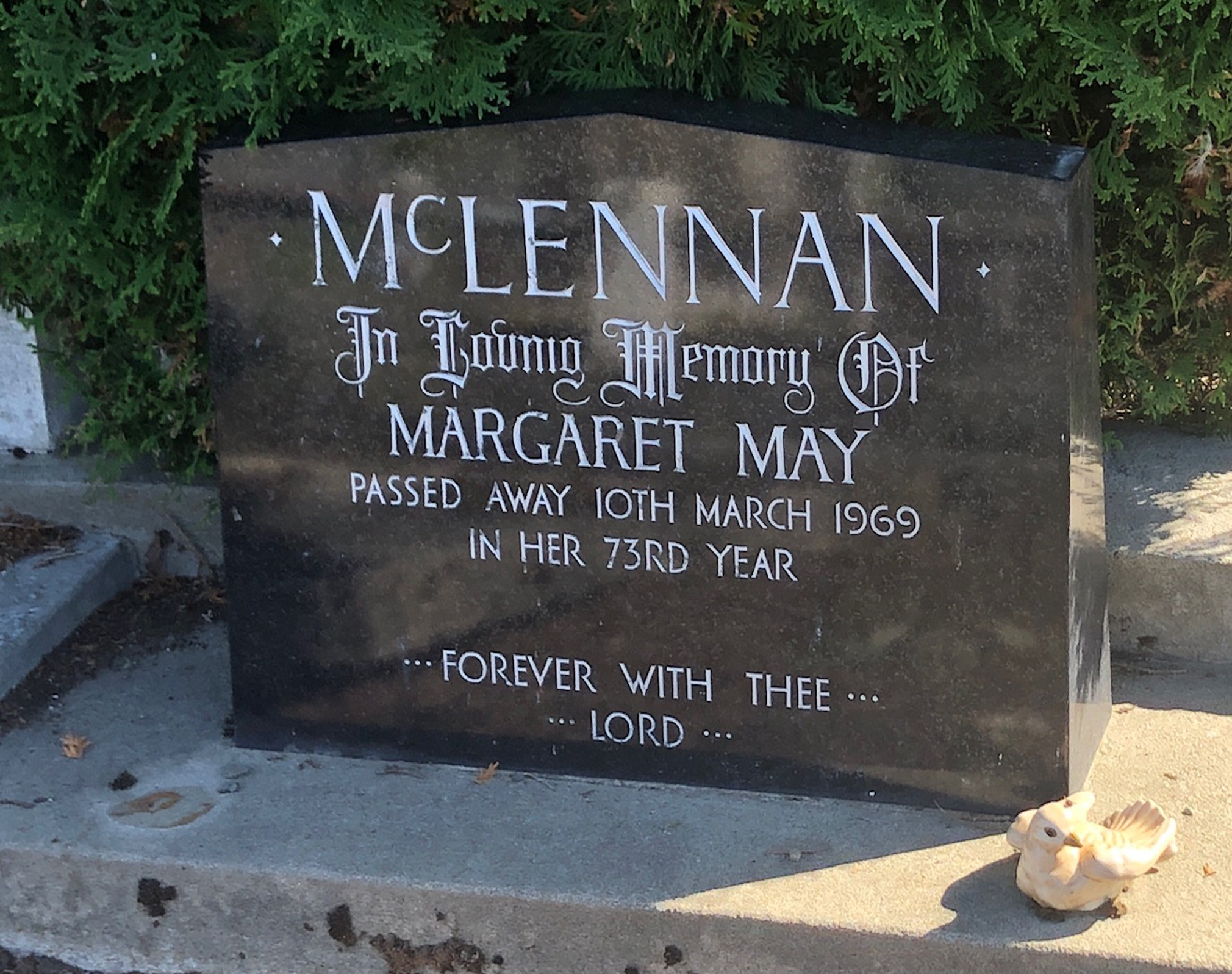 Photo of headstones/Margaret May McLennan (Allison) died 1969 MI Mataura
